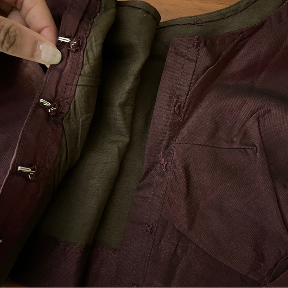 Maroon Purple Eggplant Silk Saree Rose Embroidered Floral Border Wedding - Picture 11 of 15